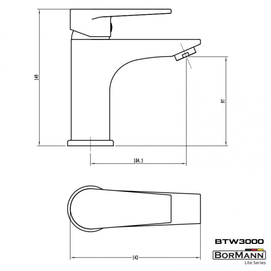 BORMANN BTW3000 Μπαταρία Νιπτήρα Avra 35mm Αναμεικτική με Pop Up
