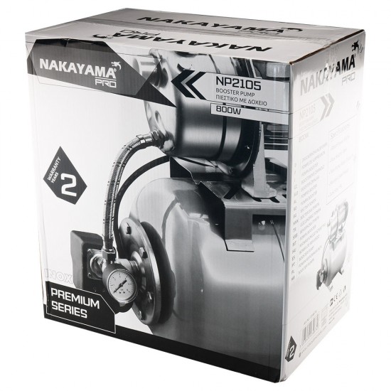 NAKAYAMA Pro NP2105 Πιεστικό Συγκρότημα Με Δοχείο 19Lt Αντλία Inox 800W