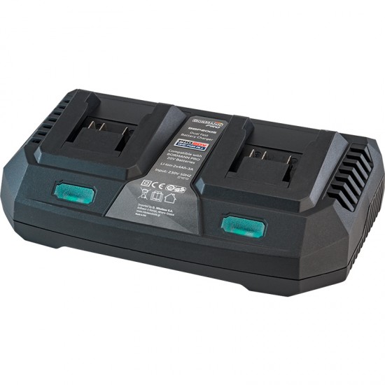 BORMANN Pro BBP2005 Φορτιστής Διπλής Μπαταρίας, 20V Li-Ion-2X4Ah-3A