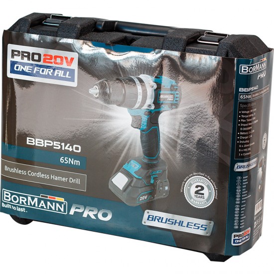 BORMANN Pro BBP5140 Δραπ/βιδο Κρουστικό Brushless 20V, 70Nm, Li-Ion, με 2 Ταχύτητες, 2x2Ah & Bαλίτσα