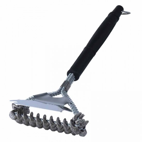 BORMANN Elite BBQ1006 Βούρτσα Καθαρισμού BBQ,Τριπλή ανοξείδωτη με Ξύστρα,43x16x7cm,432gr