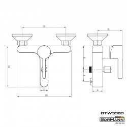 BORMANN BTW3380 Μπαταρία Μπάνιου Violet, 35mm, Αναμεικτική, 1120G, Με Σετ Ντους