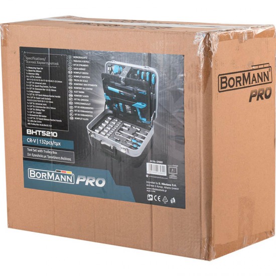 BORMANN Pro BHT5210 Εργαλεία Σετ 132τεμ,Cr-V Σε Τροχήλατη Βαλίτσα ABS