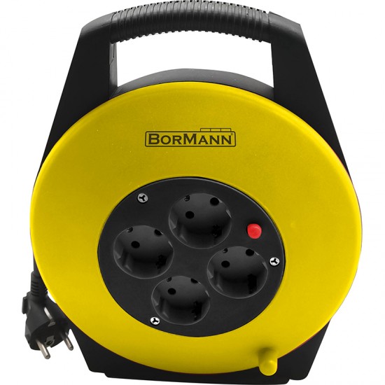BORMANN BCR2215 Μπαλαντέζα Καρούλι Με Προστασία Υπερθέρμανσης 10m 3X1.5mm Κλειστού Τύπου, 4 Πρίζες