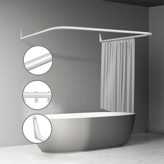 BORMANN BTW4810 Βραχίονας Μπανιέρας Για Κουρτίνα Γωνιακός Αλουμινίου, 3 Σε 1