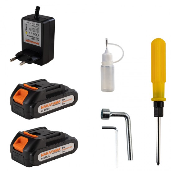 NAKAYAMA EC1250 Ψαλίδι Κλάδου Μπαταρίας 21V,Brushless,0-22/28mm, 1kg 2x2Ah Li-Ion, Βαλίτσα