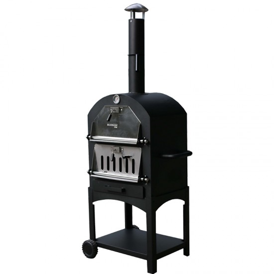 BORMANN Elite BBQ1960 Παραδοσιακός Ξυλόφουρνος/Φούρνος Πίτσας 34.5x50cm,με Ρόδες & Αποθηκευτικό Χώρο