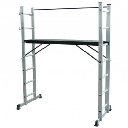 BORMANN Pro BHL9100 Πολυμορφική Σκαλωσιά Αλουμινίου 3 σε 1,7+7 Σκαλιά με Μπάρα Σταθεροποίησης