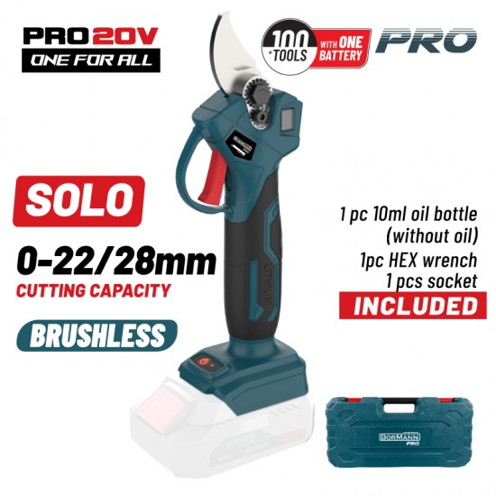 BORMANN Pro BBP4128C Ψαλίδι Κλάδου Μπαταρίας 20V,Brushless,0-22/28mm,1kg, BMC, SOLO