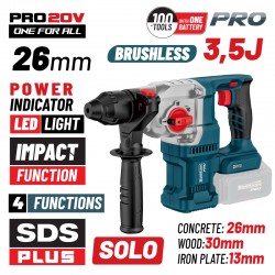 BORMANN Pro BBP5315 Πνευματικό Σκαπτικό Μπαταρίας SDS-PLUS,Brushless 250V,3.5J,0-1150rpm, SOLO