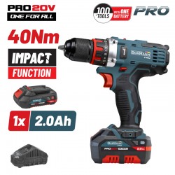 BORMANN Pro BBP5446X2 Δραπαν/βιδο Κρουστικό 20V, 1x2Ah, Li-Ion, 40Nm, 2 Ταχύτητες