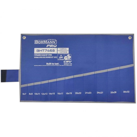 BORMANN Pro BHT7468 Γερμανικό Κλειδί Σετ 12τμχ (06x07 ΕΩΣ 30x32), CRV, DIN 3110